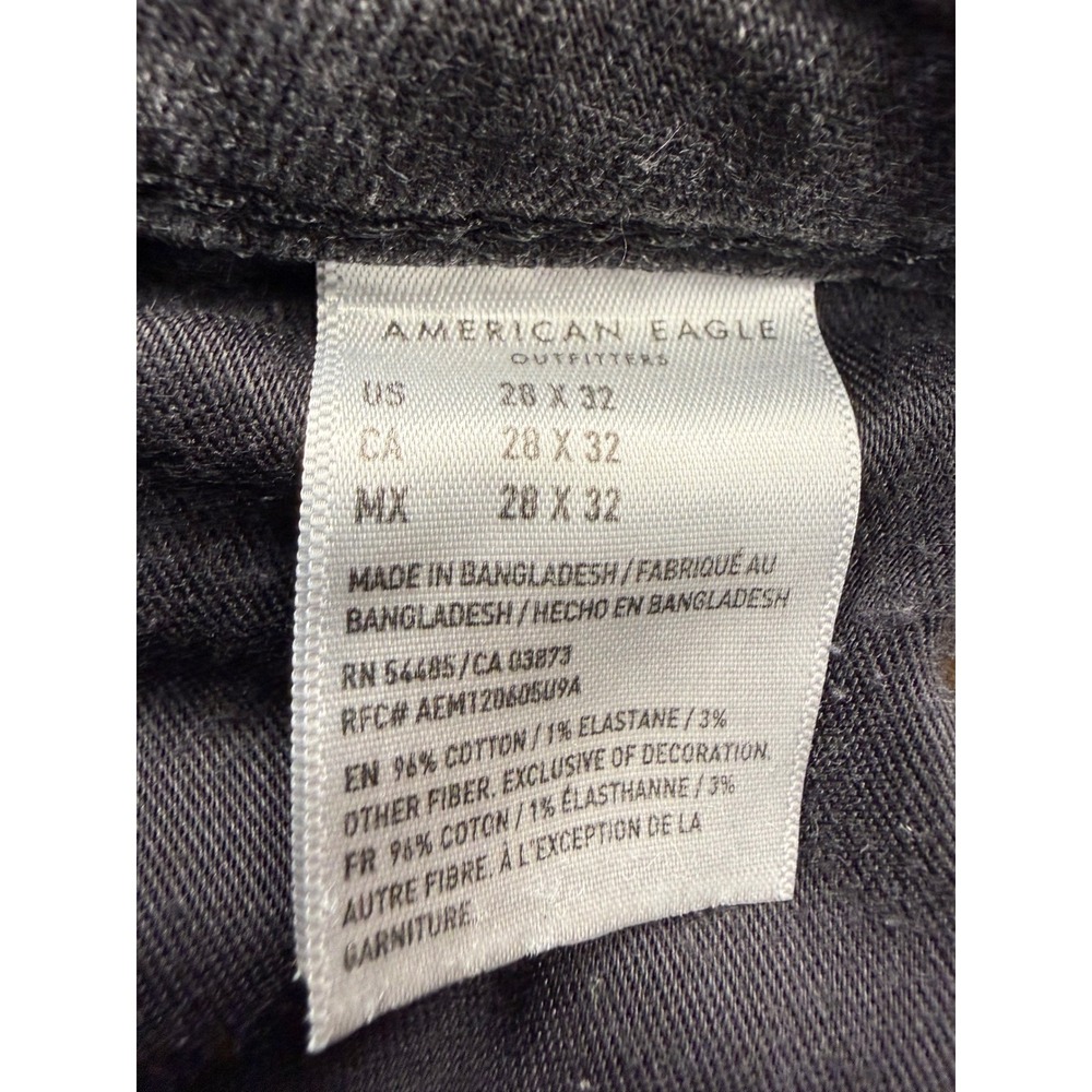 American Eagle Cozy Airflex+ Athletic Jeans Mens 28x32 Black Distressed Ripped - Picture 7 of 10